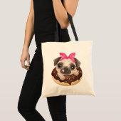 Puppy Dog Donut Lover Cute Pug トートバッグ (正面(商品))
