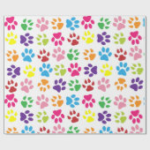 puppy dog paws tracks art pattern ラッピングペーパー (フラット)