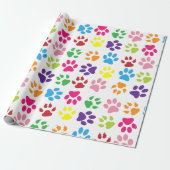 puppy dog paws tracks art pattern ラッピングペーパー (アンロールド)