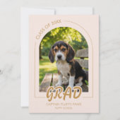 Puppy Graduation Blush Pink Gold Modern Photos 招待状 (正面)