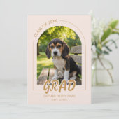 Puppy Graduation Blush Pink Gold Modern Photos 招待状 (スタンド正面)