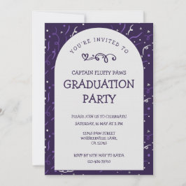 Puppy Graduation Party Deep Plum 招待状