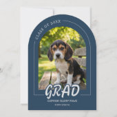 Puppy Graduation Pet Photos Invitation Card Navy 招待状 (正面)