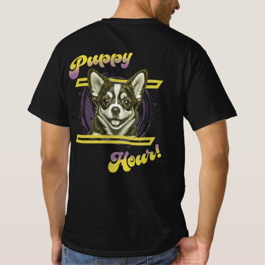 Puppy Hour Design– Cute Dog Lover Tシャツ (裏面)