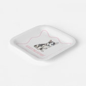 Puppy husky preppy pink plaid birthday ペーパープレート (傾斜あり)