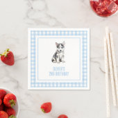 Puppy husky preppy plaid birthday スタンダードカクテルナプキン (インサイチュ)