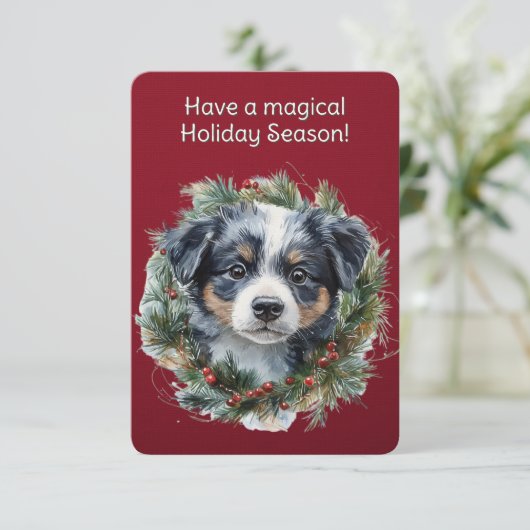 Puppy In A Christmas Wreath  カード (スタンド正面)