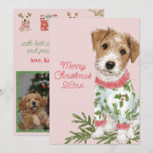 Puppy in Pajamas Pink Flat シーズンカード (正面/裏面)