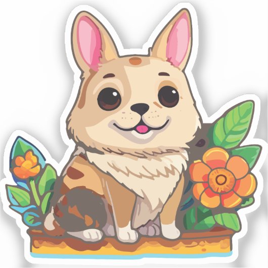 puppy in the garden シール (正面)