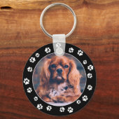 Puppy Instagramフォトホワイトポープリントキーチェーン キーホルダー (正面)