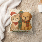 Puppy & Kitten Christmas Cheer クッション (ブランケット)