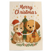 Puppy & Kitten Christmas Cheer ミディアムペーパーバッグ (裏面)