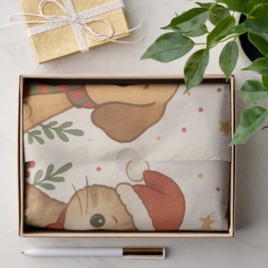 Puppy & Kitten Christmas Cheer 薄葉紙 (ギフト)