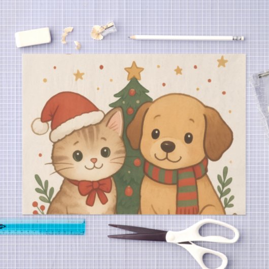 Puppy & Kitten Christmas Cheer 薄葉紙 (クラフト)