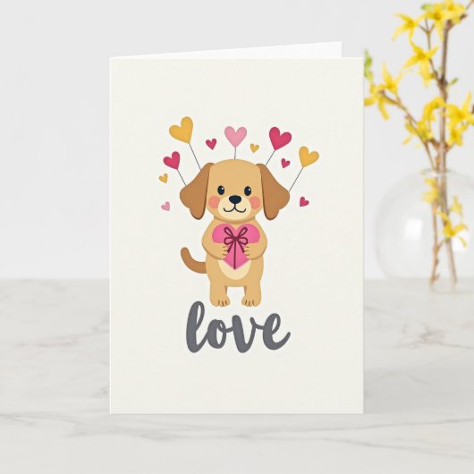 Puppy Love Heartfelt Card カード (黄色い花)