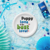 Puppy Love Is the Best Love ペーパープレート (パーティー)