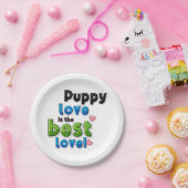 Puppy Love Is the Best Love ペーパープレート (パーティー)