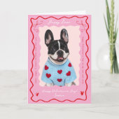 Puppy Love Pink Red Retro Dog Pet Photo Valentines シーズンカード (正面)