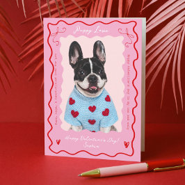 Puppy Love Pink Red Retro Dog Pet Photo Valentines シーズンカード
