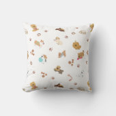 Puppy Love Seamless Pattern | Playful Dogs, Paw Pr クッション (正面)