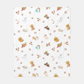 Puppy Love Seamless Pattern | Playful Dogs, Paw Pr フリースブランケット