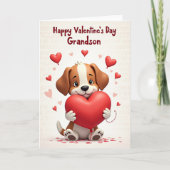 Puppy Love Valentines Day Grandson Card カード (正面)