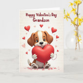 Puppy Love Valentines Day Grandson Card カード (黄色い花)