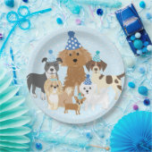 Puppy Party Blue Paper Plate for Kids Birthday  ペーパープレート (パーティー)