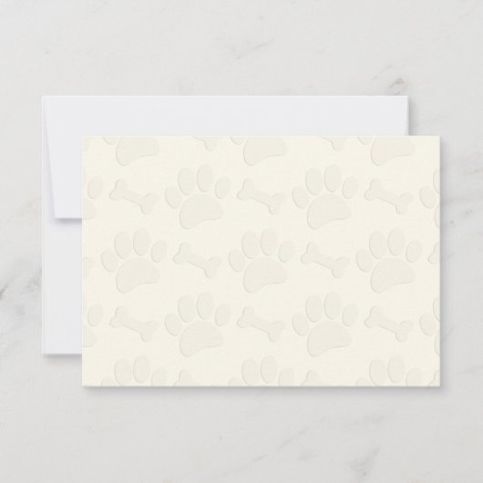 Puppy Paw Prints and Bones Blank Cream Off White ノートカード (正面)