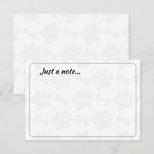 Puppy Paw Prints and Bones Custom Just a Note ノートカード (正面/裏面)
