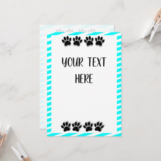 Puppy Paw Prints With Editable Text カード (正面/裏面インサイチュ)
