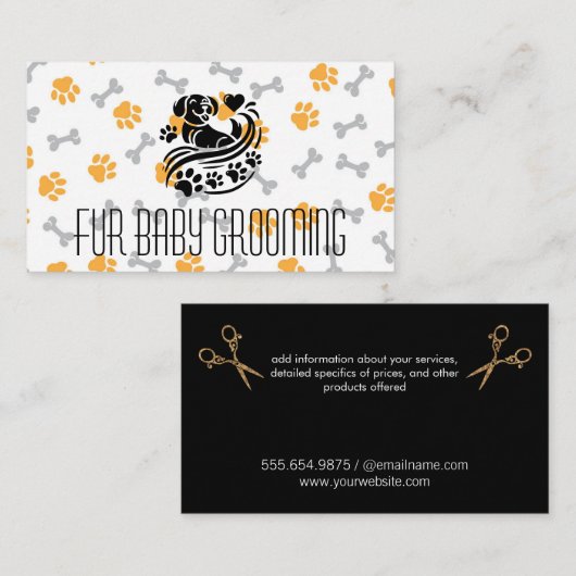 Puppy Paws Heart | Grooming | Bones 名刺 (正面/裏面)
