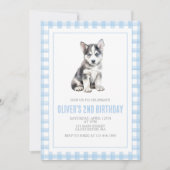 Puppy preppy plaid birthday 招待状 (正面)