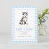 Puppy preppy plaid birthday 招待状 (スタンド正面)