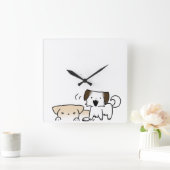 Puppy’s klok スクエア壁時計 (ホーム)