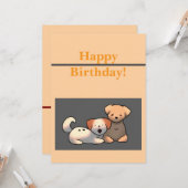 Puppy’s, puppy happy birthday カード (正面/裏面インサイチュ)