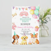 Puppy Sleepover birthday Party Invitation 招待状 (スタンド正面)
