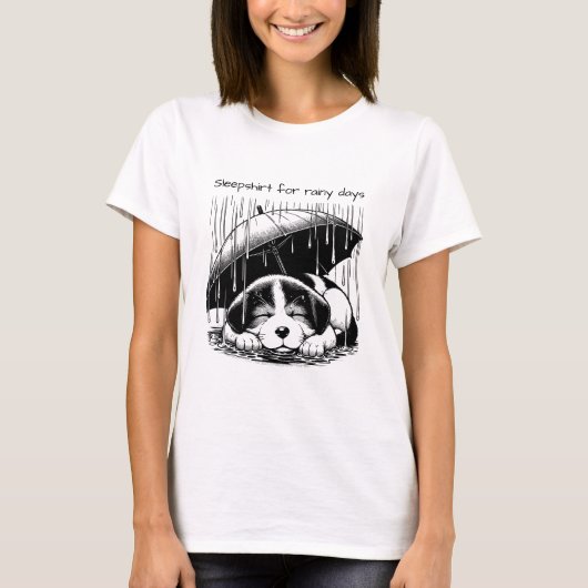 Puppy Sleepshirt for rainy days Napping Pajamas Tシャツ (正面)