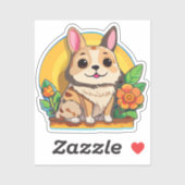 Puppy Sticker with Flower シール (シート)
