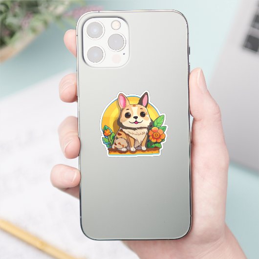 Puppy Sticker with Flower シール (スマートフォン)
