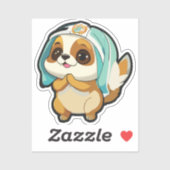Puppy Sticker with Winter Hat  シール (シート)