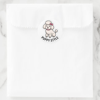 Puppy Style Cute Poodle Sticker – Kawaii Dog Lover ラウンドシール