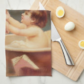 Puppy Taking A Bath Vintage Antique キッチンタオル (四つ折り)