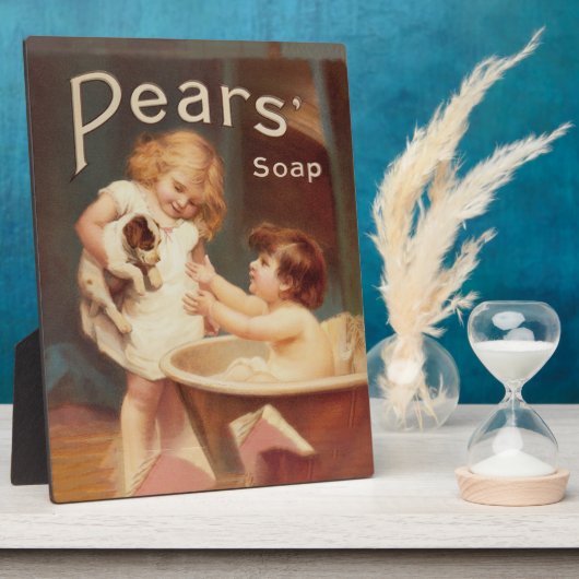 Puppy Taking A Bath Vintage Antique フォトプラーク (側面)