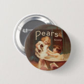 Puppy Taking A Bath Vintage Antique 缶バッジ (正面&裏面)