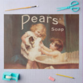 Puppy Taking A Bath Vintage Antique 薄葉紙 (クラフト)