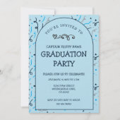 Puppy Training School Graduation Baby Blue & Navy 招待状 (正面)