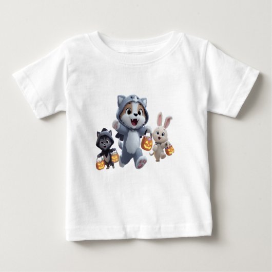 Puppy Werewolf and Friends Trick-or-Treating ベビーTシャツ (正面)
