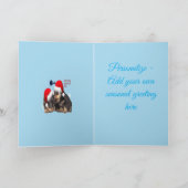 Puppy White Christmas With Santa Claus Sleigh シーズンカード (内部)