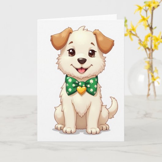 Puppy With Bow Card カード (黄色い花)